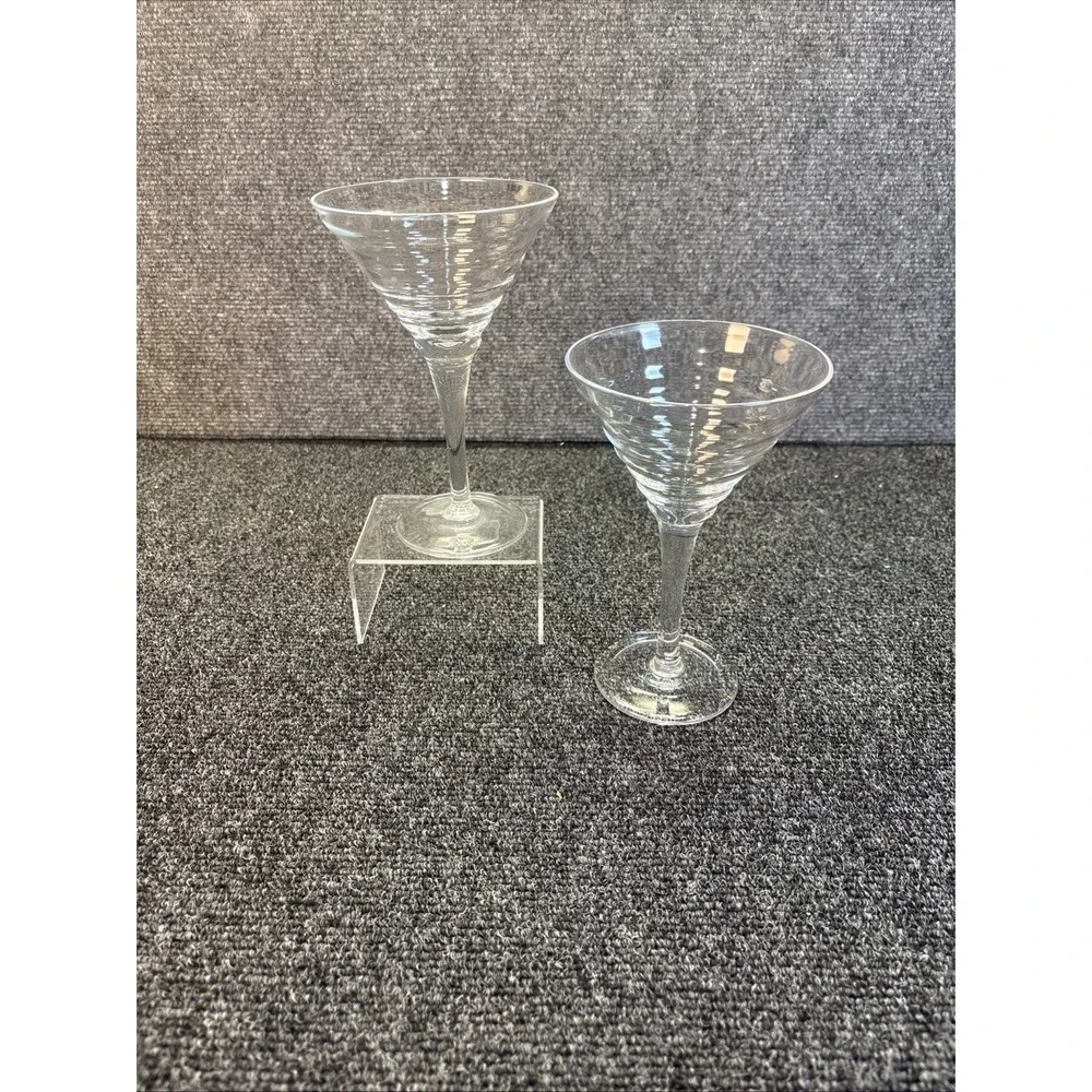 2~Crate Barrel~Rhythm Martini~Ribbed/Beehive/Cocktail/Wavy Barware
